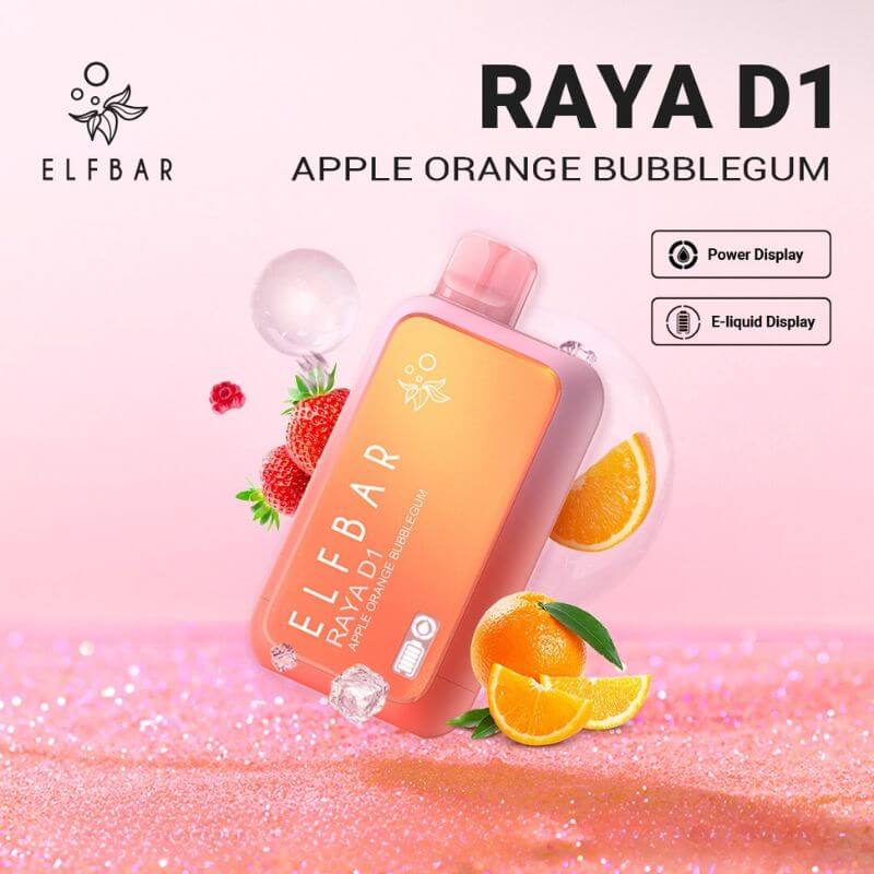 SGVape-ELFBAR-RAYA-D1-13K-APPLE-ORANGE-BUBBLEGUM-SG-Vape-Bar