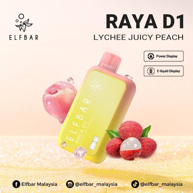 SGVape-ELFBAR-RAYA-D1-13K-LYCHEE-JUICY-PEACH-SG-Vape-Bar
